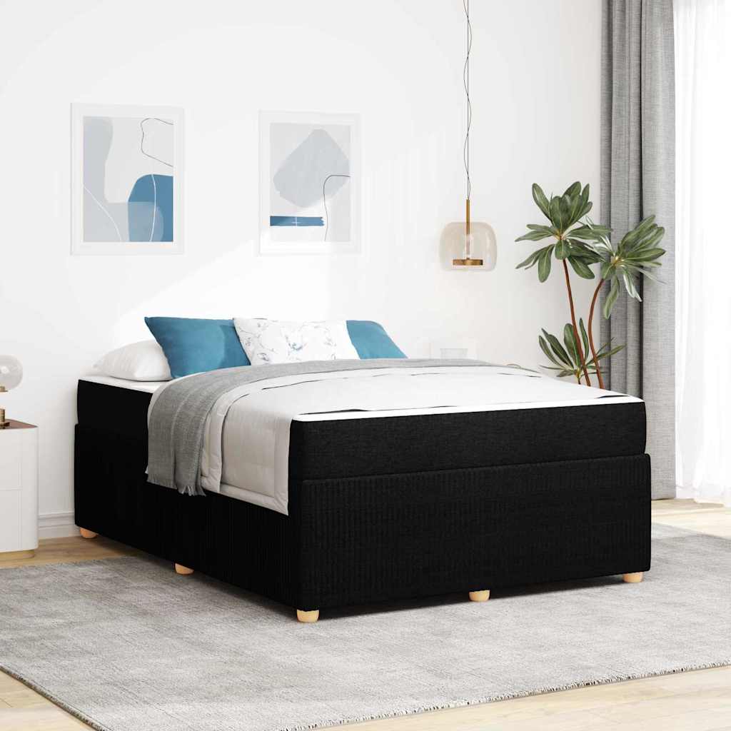 vidaXL Bed Frame with Mattress Black 140 x 200 cm Fabric