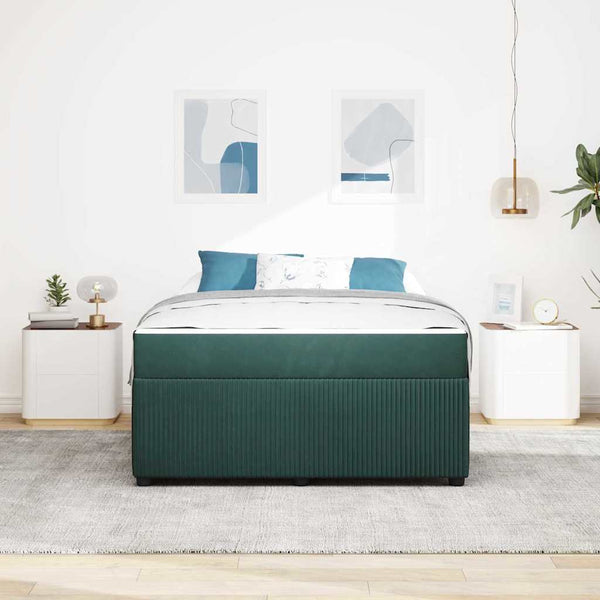 vidaXL Bed Frame with Mattress Dark Green 140 x 200 cm Fabric