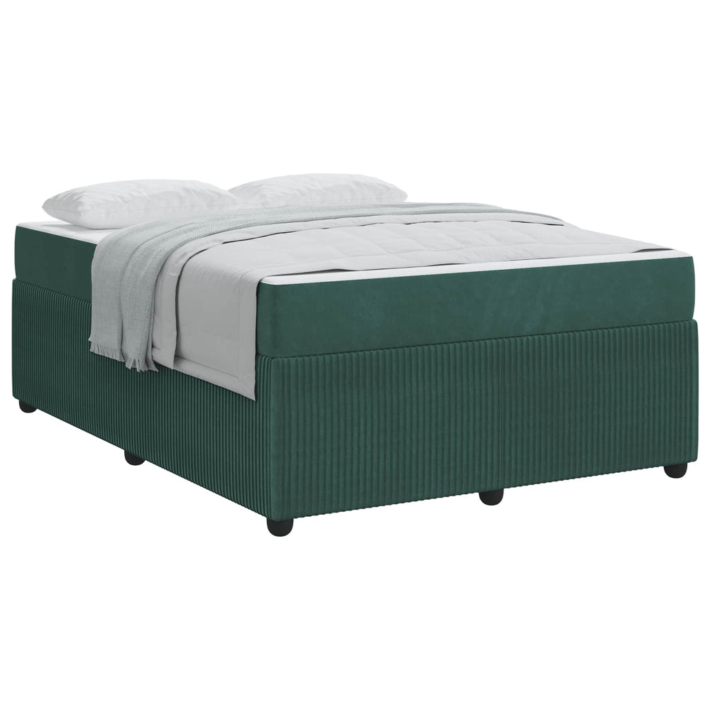 vidaXL Bed Frame with Mattress Dark Green 140 x 200 cm Fabric