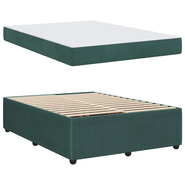 vidaXL Bed Frame with Mattress Dark Green 140 x 200 cm Fabric