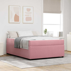 vidaXL Bed Frame with Mattress Pink 140 x 200 cm Fabric