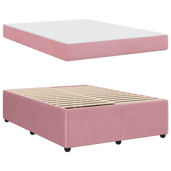 vidaXL Bed Frame with Mattress Pink 140 x 200 cm Fabric