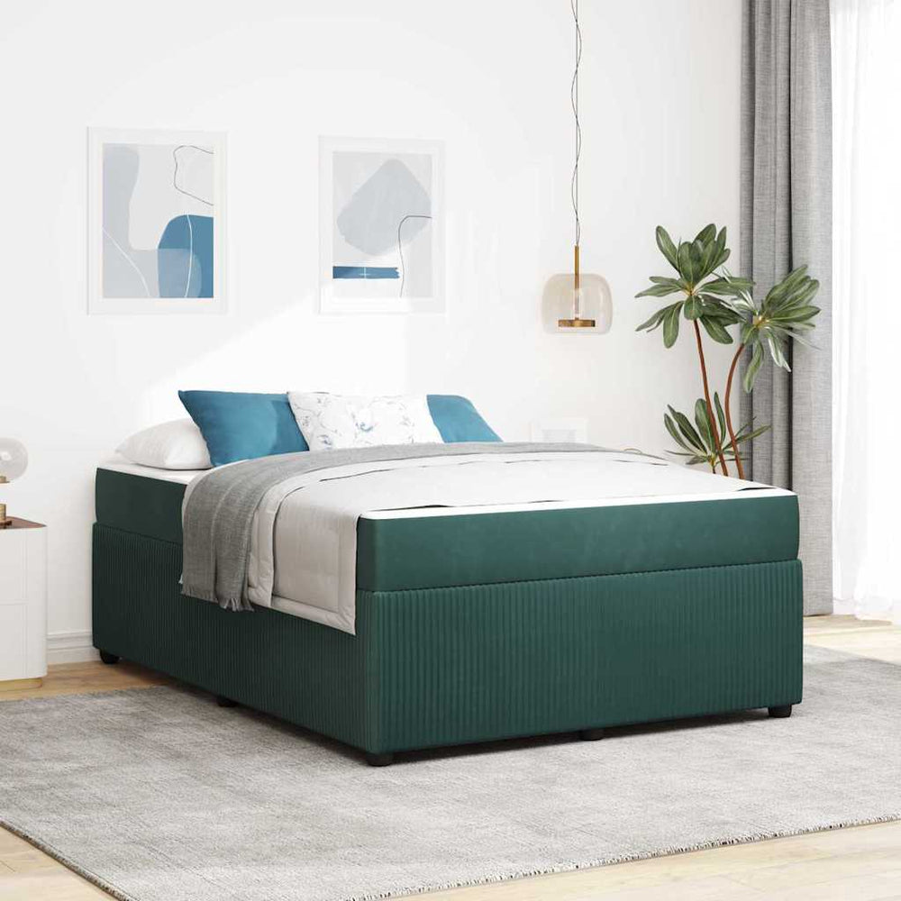 vidaXL Bed Frame with Mattress Dark Green 160 x 200 cm Fabric