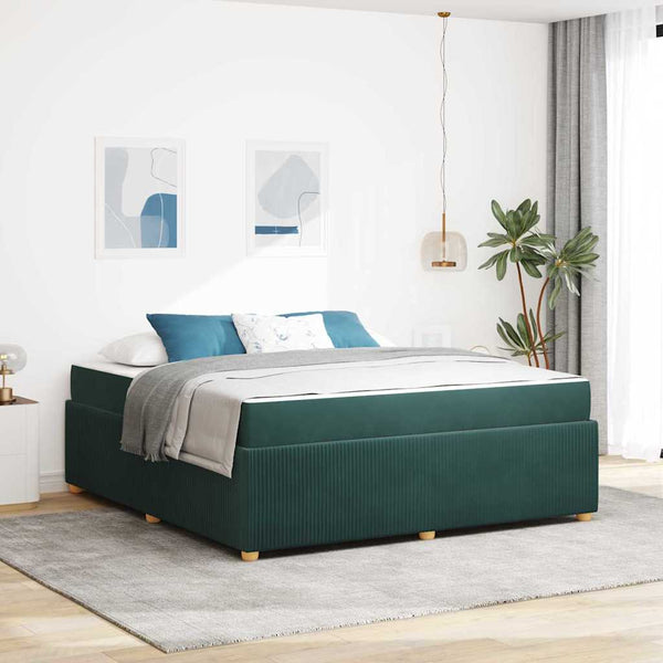 vidaXL Bed Frame with Mattress Dark Green 180 x 200 cm Fabric