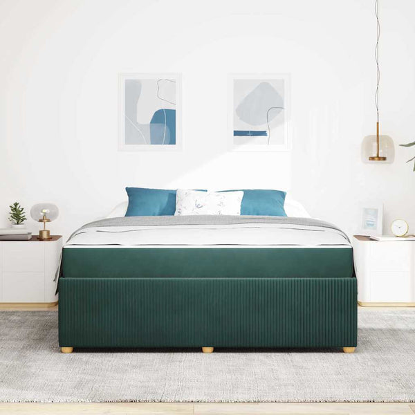 vidaXL Bed Frame with Mattress Dark Green 180 x 200 cm Fabric