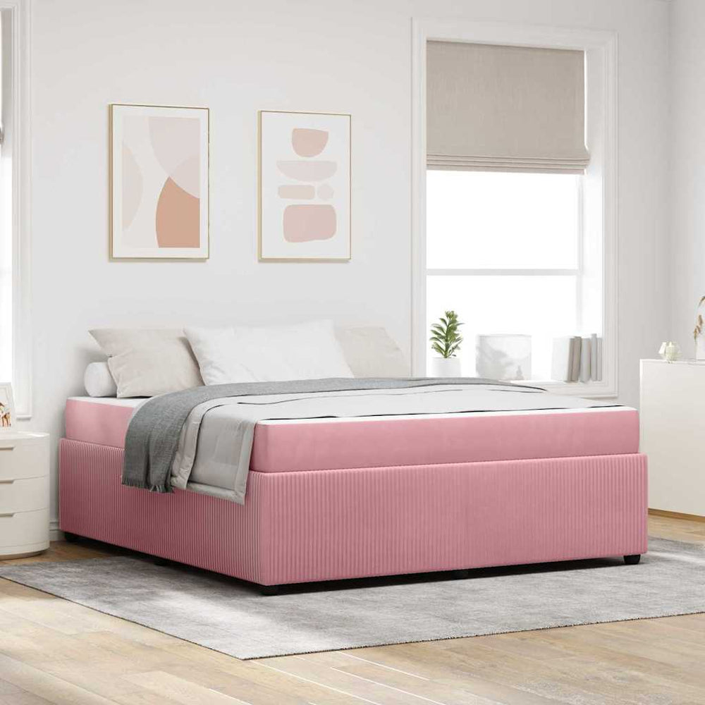 vidaXL Bed Frame with Mattress Pink 180 x 200 cm Fabric