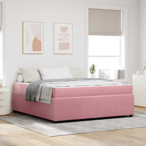 vidaXL Bed Frame with Mattress Pink 180 x 200 cm Fabric