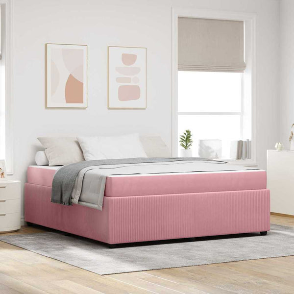 vidaXL Bed Frame with Mattress Pink 180 x 200 cm Fabric