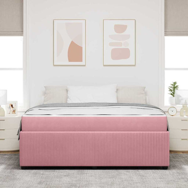 vidaXL Bed Frame with Mattress Pink 180 x 200 cm Fabric