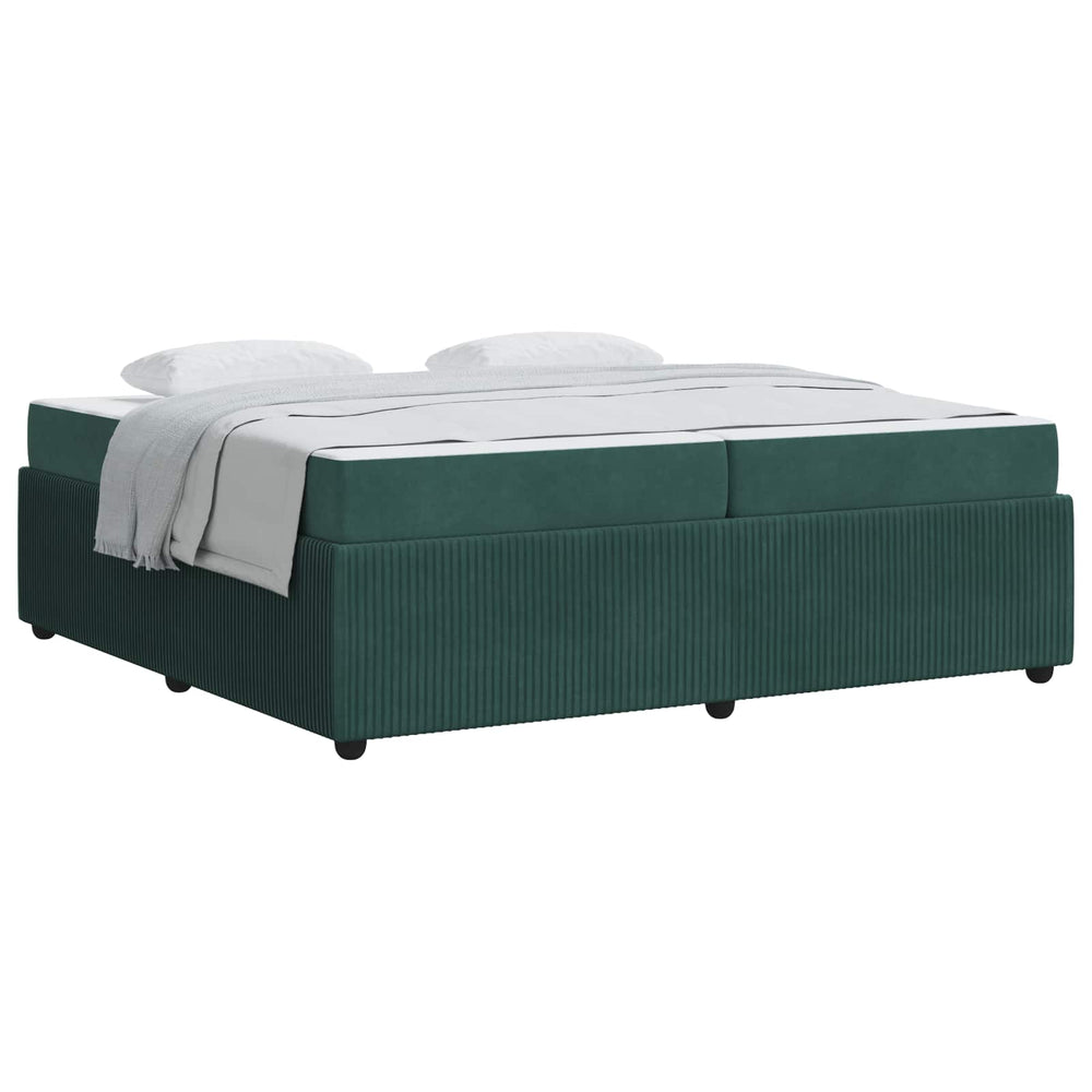 vidaXL Bed Frame with Mattress Dark Green 200 x 200 cm Fabric