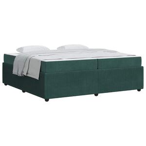 vidaXL Bed Frame with Mattress Dark Green 200 x 200 cm Fabric