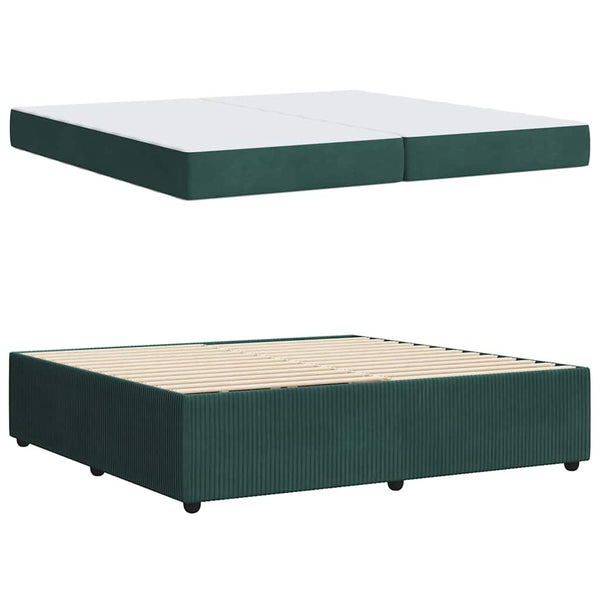 vidaXL Bed Frame with Mattress Dark Green 200 x 200 cm Fabric
