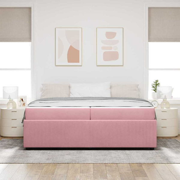 vidaXL Bed Frame with Mattress Pink 200 x 200 cm Fabric