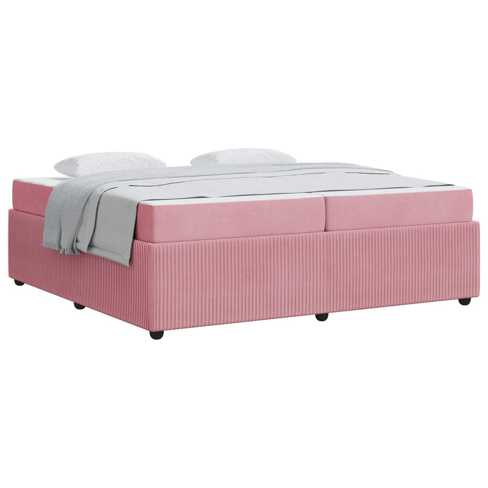 vidaXL Bed Frame with Mattress Pink 200 x 200 cm Fabric