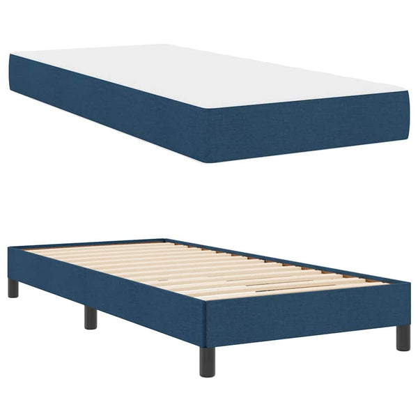 vidaXL Box Spring Bed with Mattress Blue 80 x 200 cm Fabric
