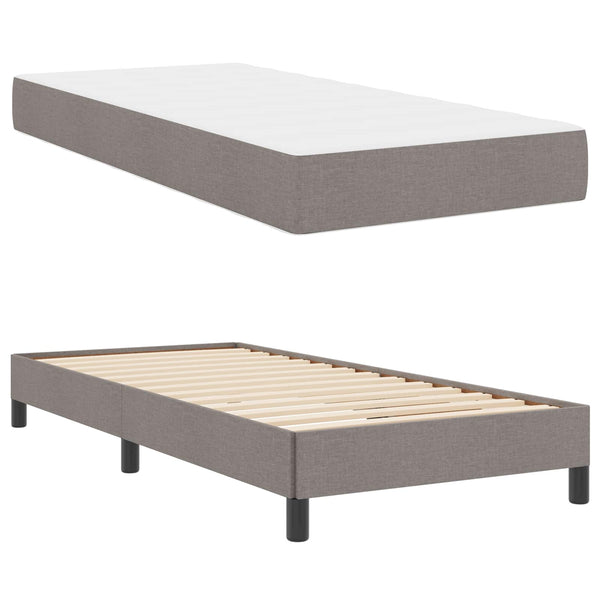 vidaXL Box Spring Bed with Mattress Taupe 90 x 190 cm Fabric