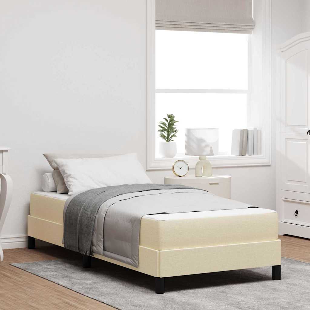 vidaXL Box Spring Bed with Mattress Cream 90 x 190 cm Fabric