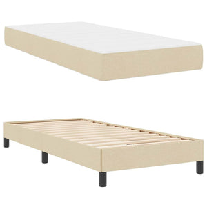 vidaXL Box Spring Bed with Mattress Cream 90 x 190 cm Fabric