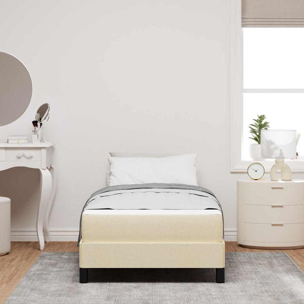 vidaXL Box Spring Bed with Mattress Cream 90 x 200 cm Fabric