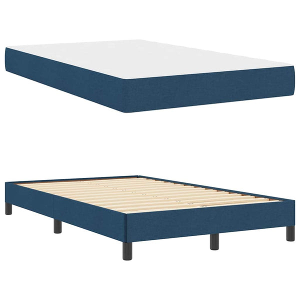 vidaXL Box Spring Bed with Mattress Blue 120 x 190 cm Fabric