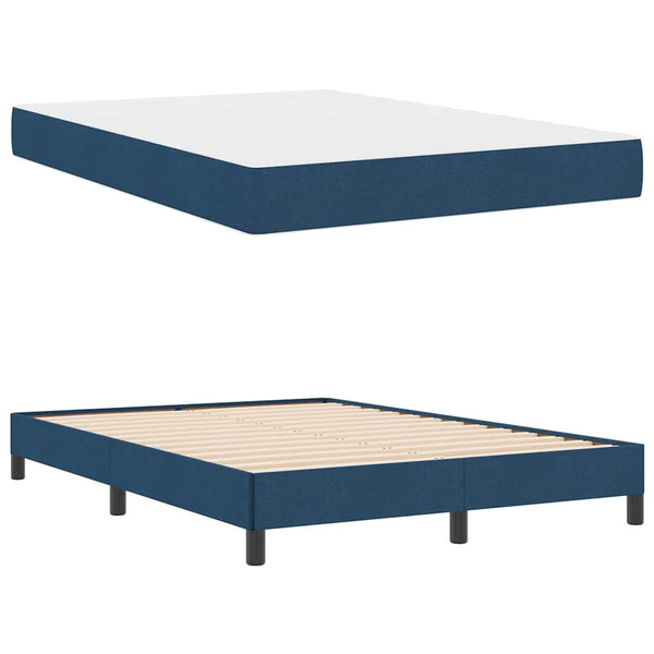 vidaXL Box Spring Bed with Mattress Blue 140 x 200 cm Fabric