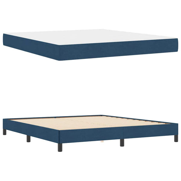 vidaXL Box Spring Bed with Mattress Blue 180 x 200 cm Fabric