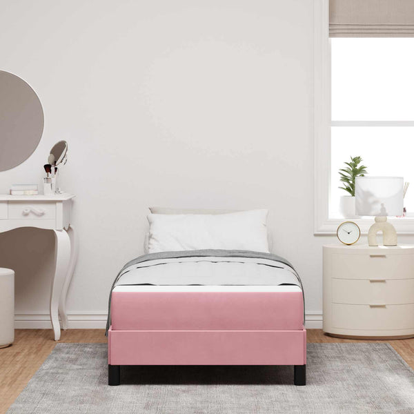 vidaXL Box Spring Bed with Mattress Pink 80 x 200 cm Fabric