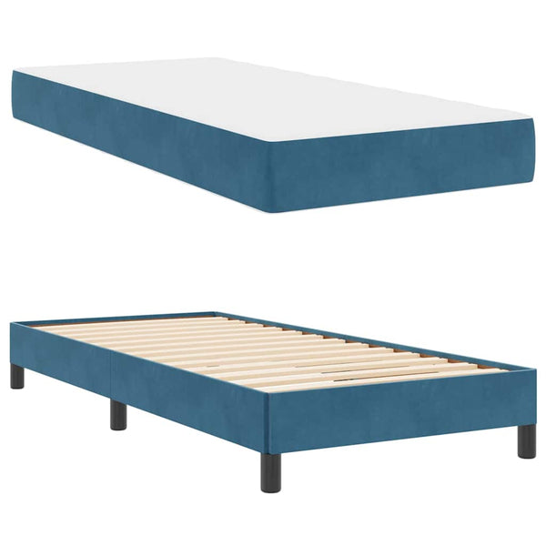 vidaXL Box Spring Bed with Mattress Dark Blue 90 x 190 cm Fabric