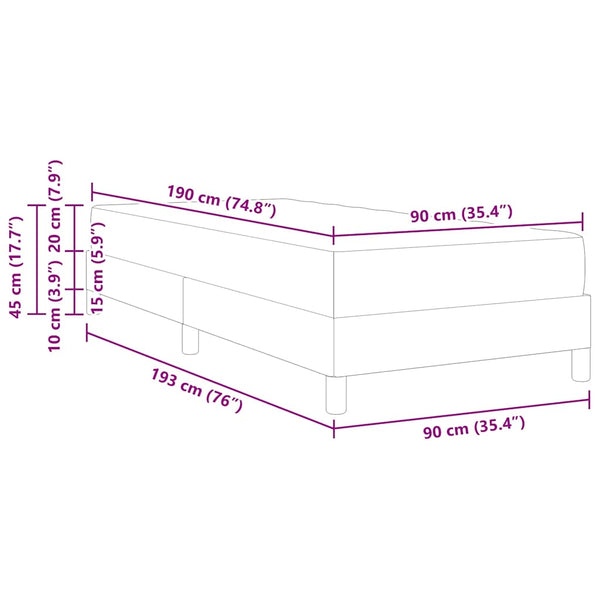 vidaXL Box Spring Bed with Mattress Dark Blue 90 x 190 cm Fabric