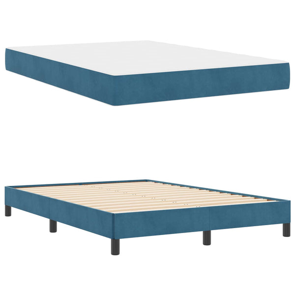 Boxspringbett mit Matratze Dunkelblau 140x200 cm