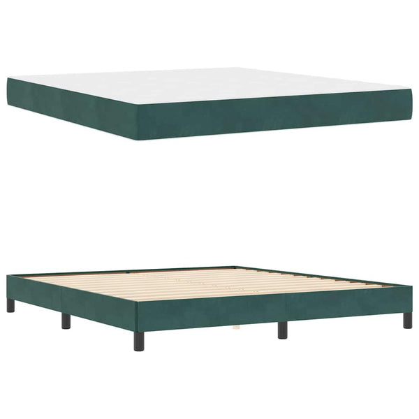 vidaXL Box Spring Bed with Mattress Dark Green 180 x 210 cm Fabric