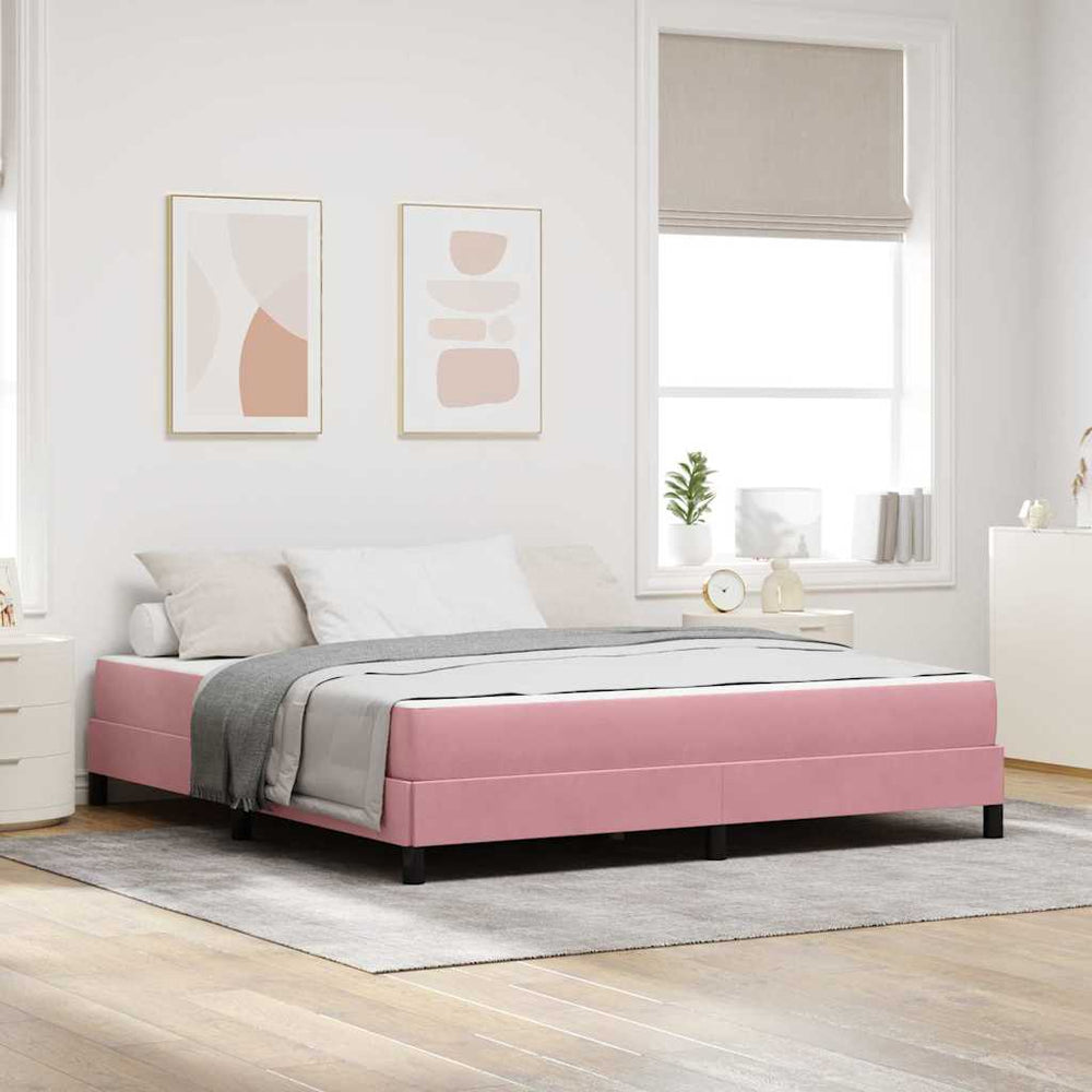 vidaXL Box Spring Bed with Mattress Pink 180 x 210 cm Fabric