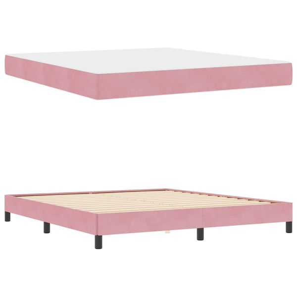 vidaXL Box Spring Bed with Mattress Pink 180 x 210 cm Fabric