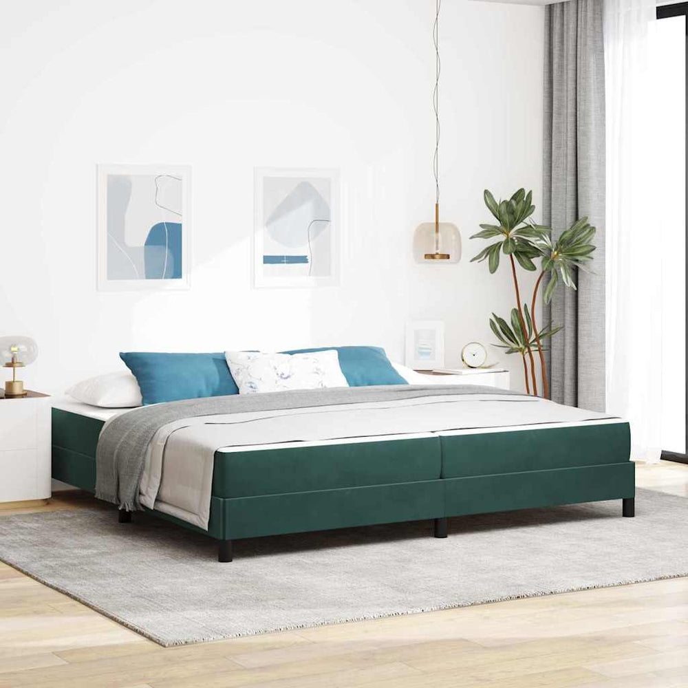 vidaXL Box Spring Bed with Mattress Dark Green 200 x 210 cm Fabric
