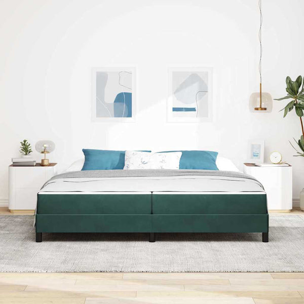 vidaXL Box Spring Bed with Mattress Dark Green 200 x 210 cm Fabric