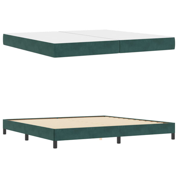 vidaXL Box Spring Bed with Mattress Dark Green 200 x 210 cm Fabric
