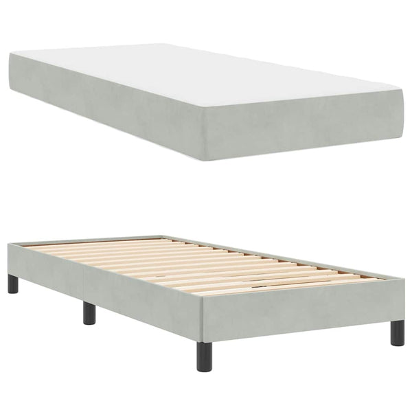 vidaXL Box Spring Bed with Mattress Light Gray 80 x 220 cm Fabric