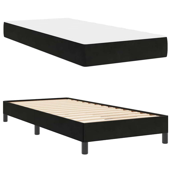 vidaXL Box Spring Bed with Mattress Black 90 x 220 cm Fabric