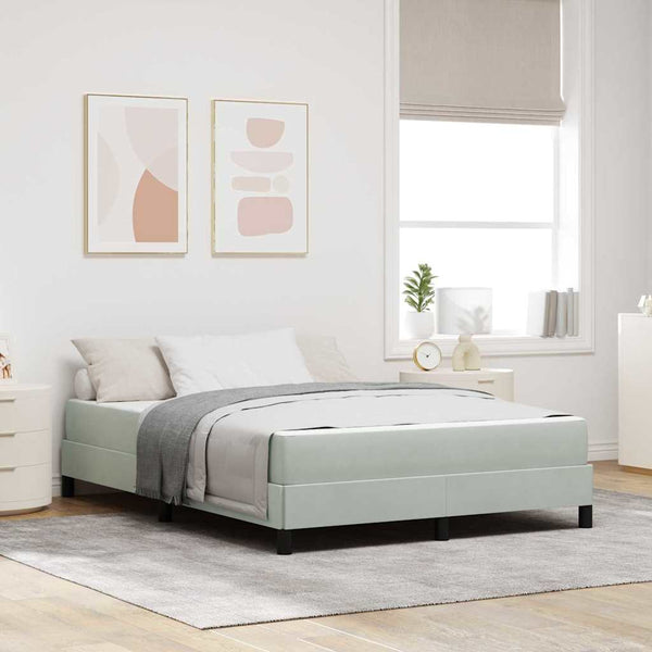 vidaXL Box Spring Bed with Mattress Light Grey 140 x 220 cm Fabric