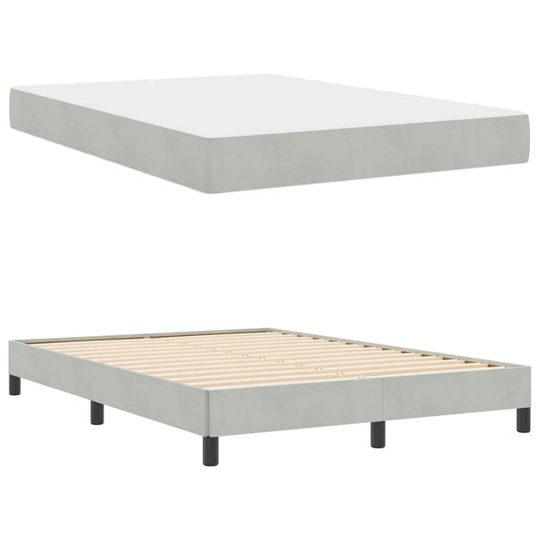 vidaXL Box Spring Bed with Mattress Light Grey 140 x 220 cm Fabric