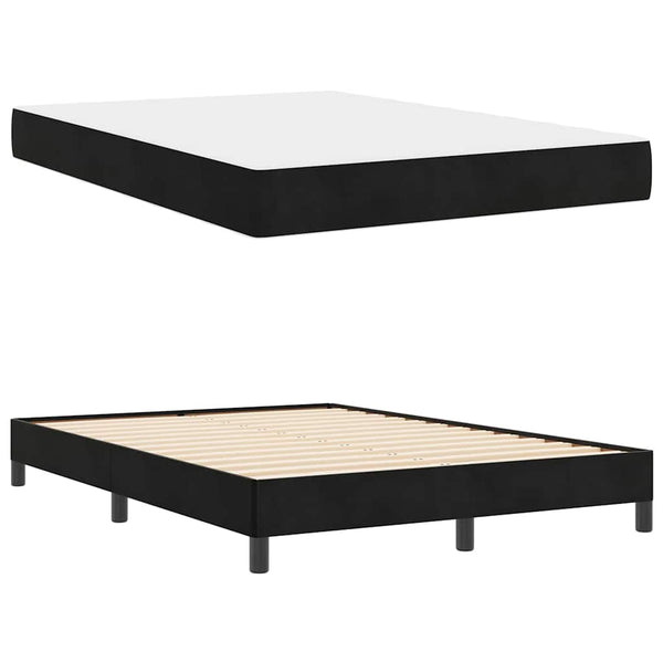 vidaXL Box Spring Bed with Mattress Black 140 x 220 cm Fabric