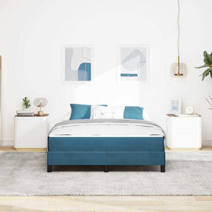 vidaXL Box Spring Bed with Mattress Dark Blue 140 x 220 cm Fabric