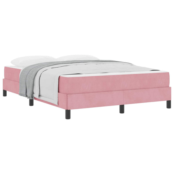 vidaXL Box Spring Bed with Mattress Pink 140 x 220 cm Fabric