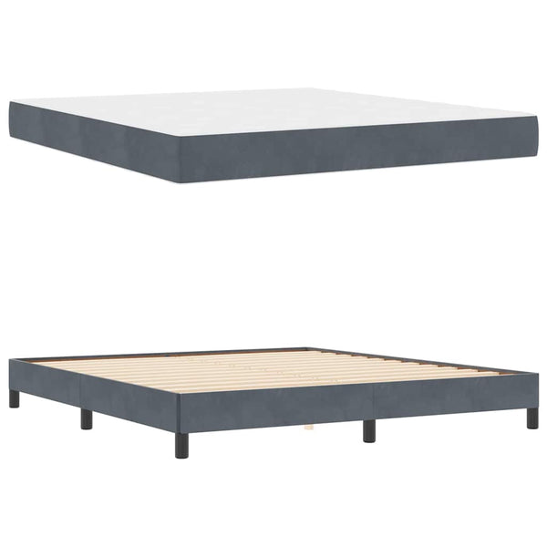 vidaXL Box Spring Bed with Mattress Dark Grey 180 x 220 cm Fabric
