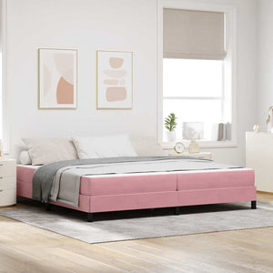 vidaXL Box Spring Bed with Mattress Pink 200 x 220 cm Fabric