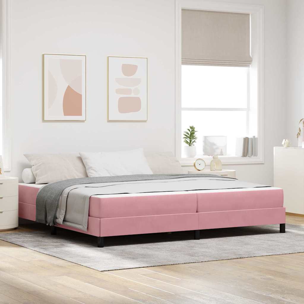 vidaXL Box Spring Bed with Mattress Pink 200 x 220 cm Fabric