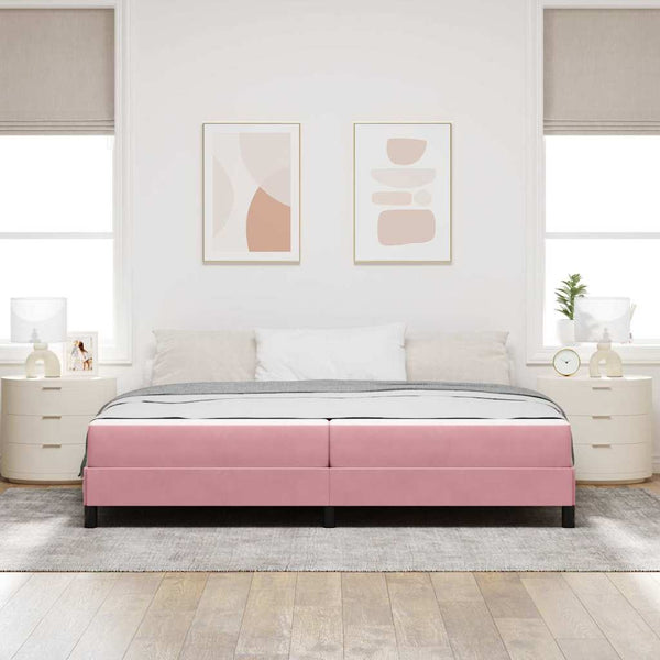 vidaXL Box Spring Bed with Mattress Pink 200 x 220 cm Fabric