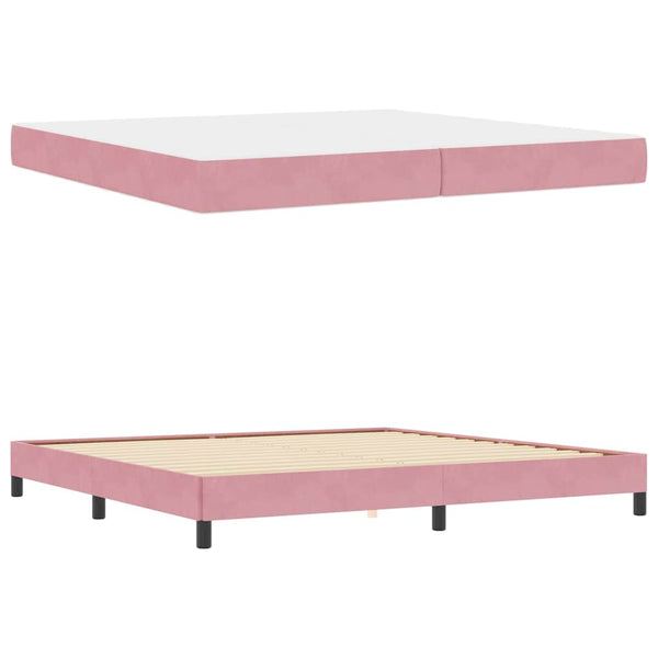 vidaXL Box Spring Bed with Mattress Pink 200 x 220 cm Fabric