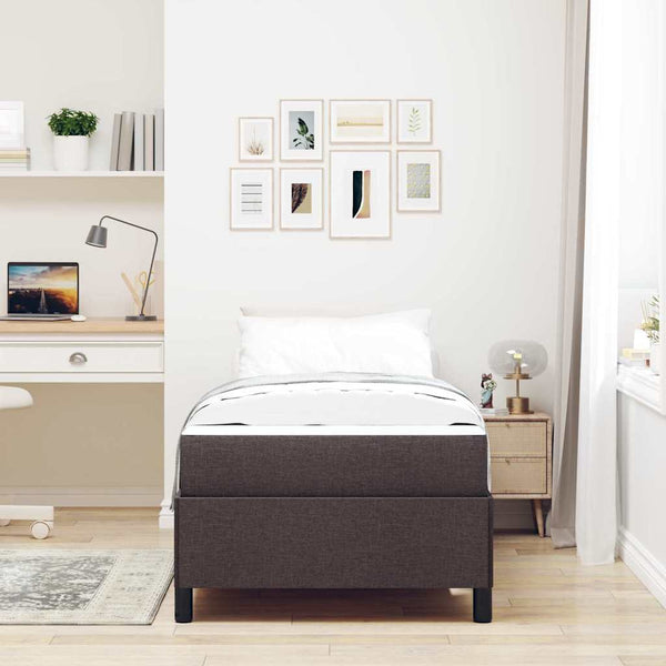 vidaXL Box Spring Bed Dark Brown 90 x 200 cm Fabric