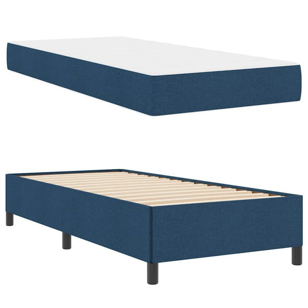 vidaXL Box spring bed Blue 90 x 200 cm Fabric